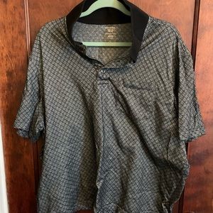 Black white and gray patterned golf polo